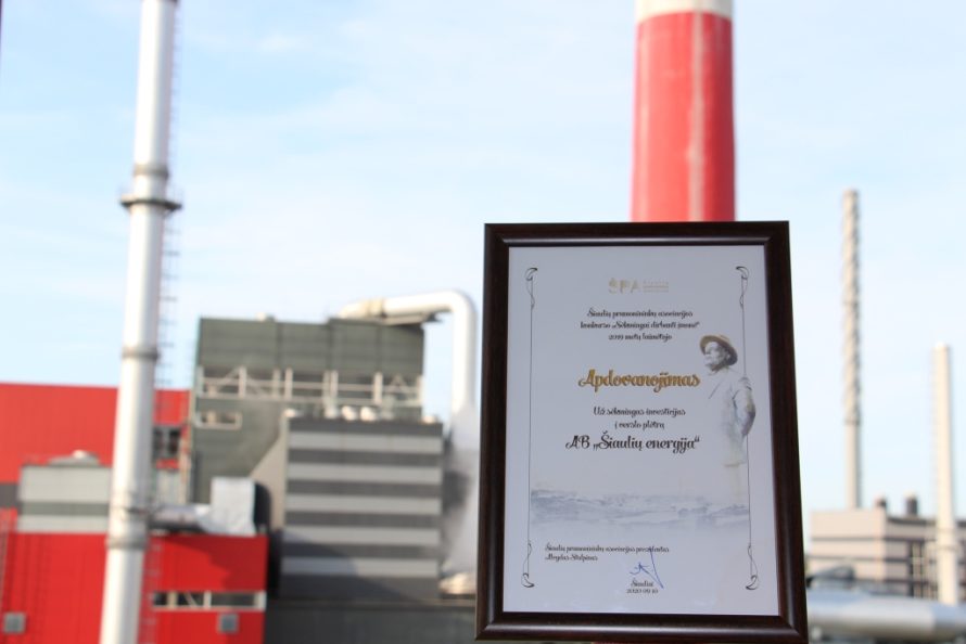 AB „Šiaulių energija“ apdovanota už sėkmingas investicijas į verslo plėtrą