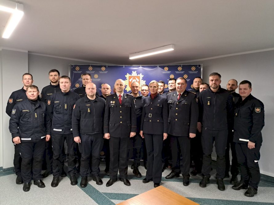 Klaipėdos ugniagesius gelbėtojus aplankė vidaus reikalų ministrė Agnė Bilotaitė